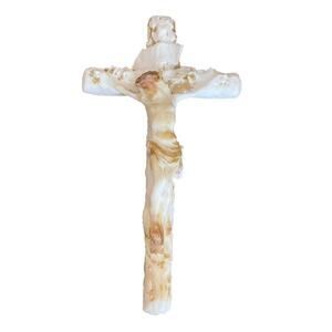 Unique Plaster Mold Crucifix Jesus on the Cross 13.5 x 7.5"